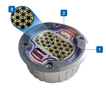 Pattern-emitting road stud diagram